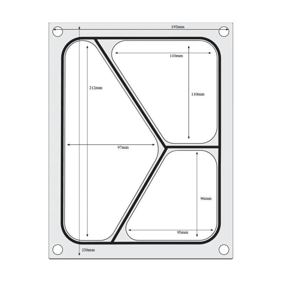 Hendi Traysealer matrix Driedelige container 227x178 mm