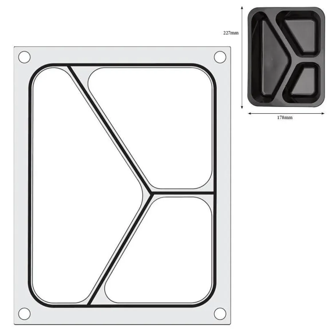 Hendi Traysealer matrix Driedelige container 227x178 mm