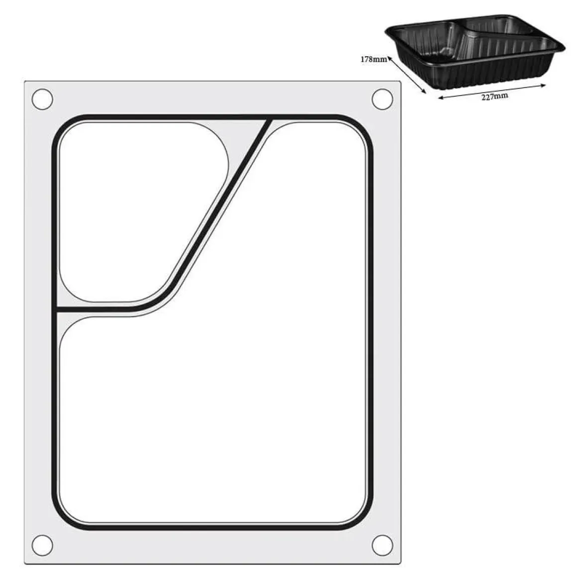 Hendi Traysealer matrix Tweedelige colt container 227x178 mm