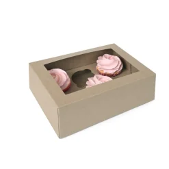 HoM Cupcake Doosje 6 Kraft (incl. tray met venster) 100st.