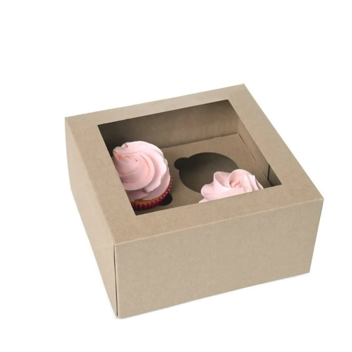 HoM Cupcake Doosje 4 Kraft (incl. tray met venster) 100st.