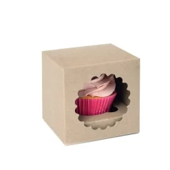 HoM Cupcake Doosje 1 Kraft (incl. tray met venster) 100st.