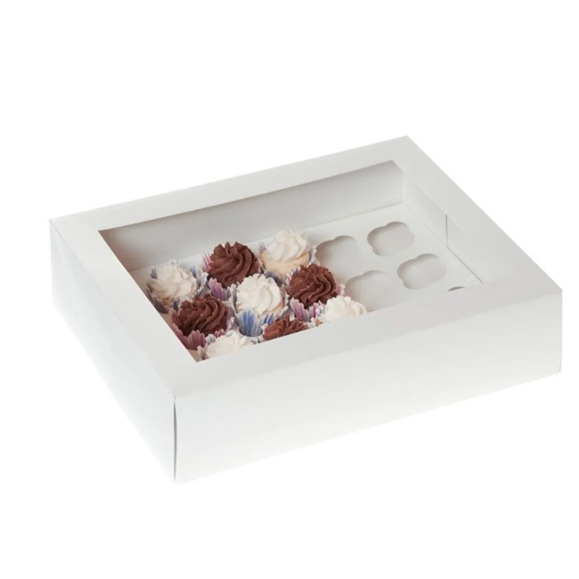 HoM Cupcake Doosje 24 MINI Wit (incl. tray met venster) 2st.