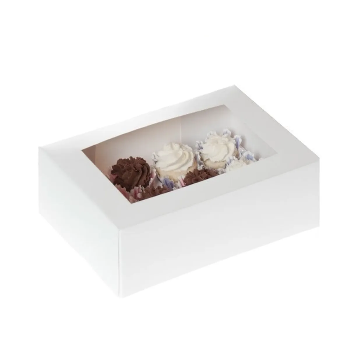 HoM Cupcake Doosje 12 MINI Wit (incl tray met venster) 100st