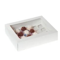 HoM Cupcake Doosje 24 MINI Wit (incl tray met venster) 50st.