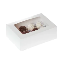 HoM Cupcake Doosje 12 MINI Wit (incl. tray met venster) 2st.