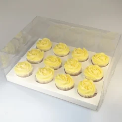 HoM Cupcake Doosje 12 Transparant (incl. tray) 10st.