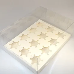HoM Cupcake Doosje 12 Transparant (incl. tray) 10st.