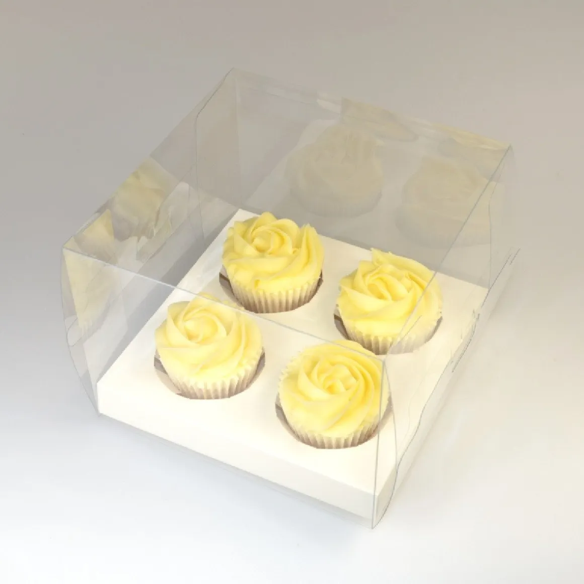 HoM Cupcake Doosje 4 Transparant (incl. tray) 10st.