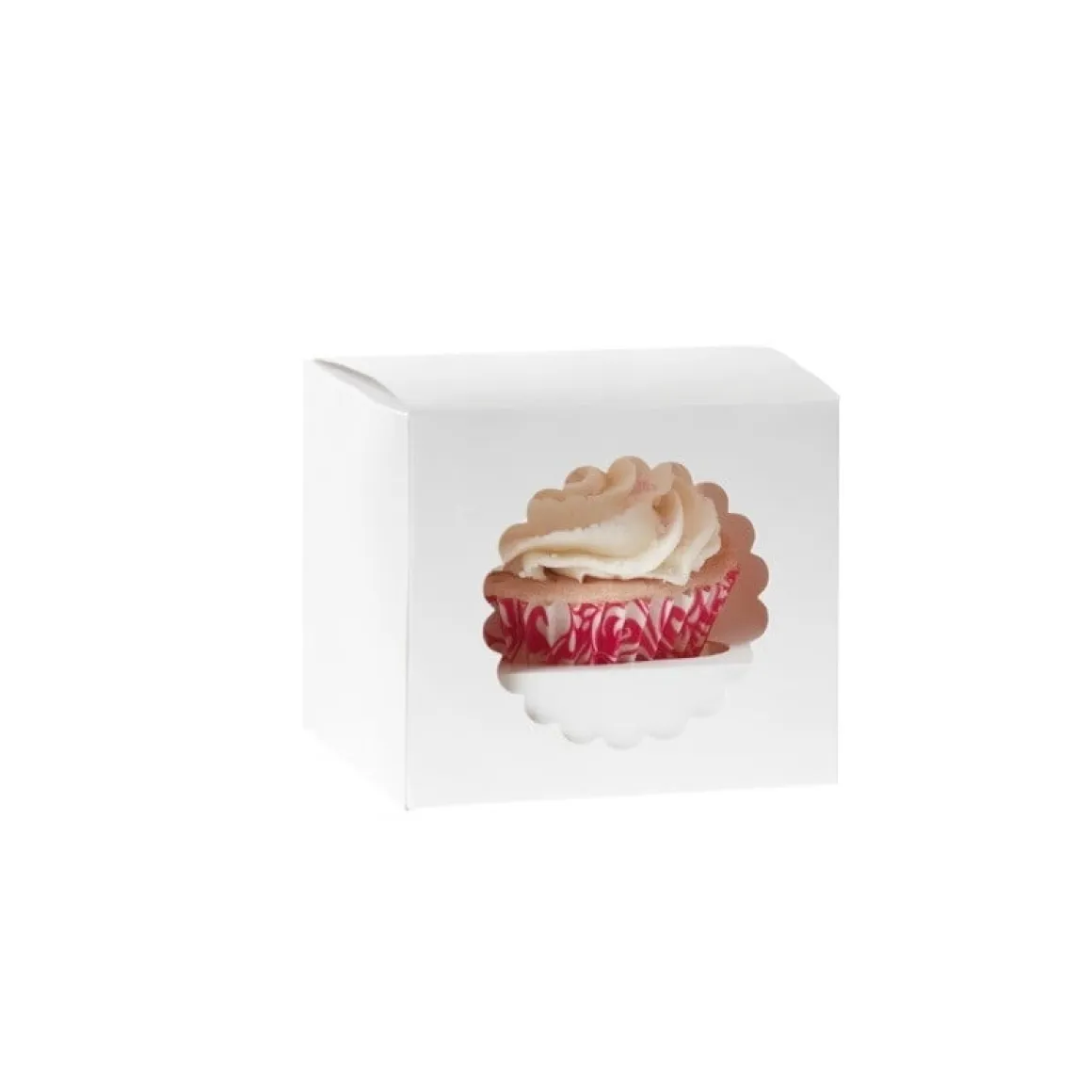 HoM Cupcake Doosje 1 Wit (incl. tray met venster) 100st.