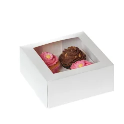 HoM Cupcake Doosje 4 Wit (incl. tray met venster) 100st