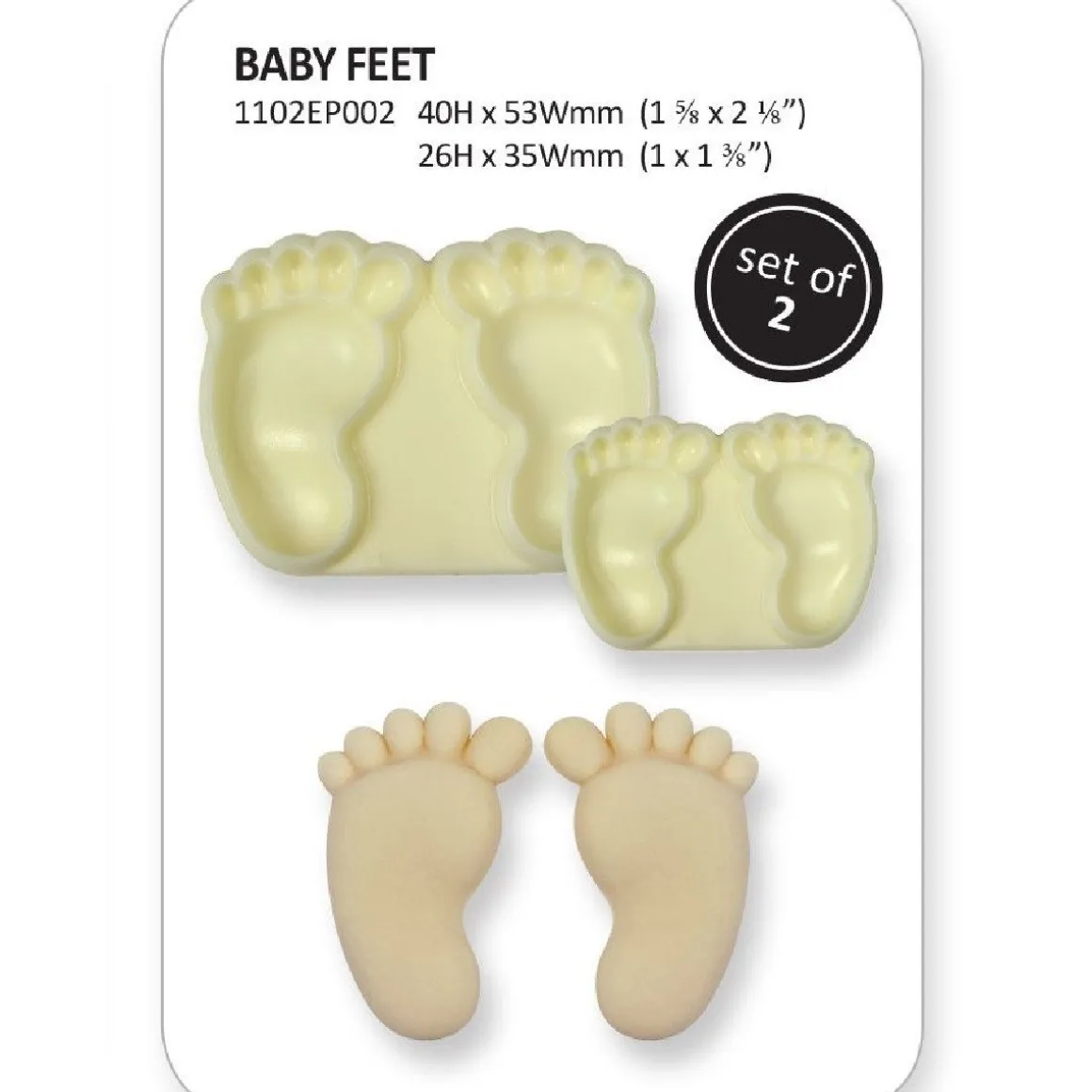 JEM Pop it uitsteker/mal Baby feet (baby voetjes) set/2