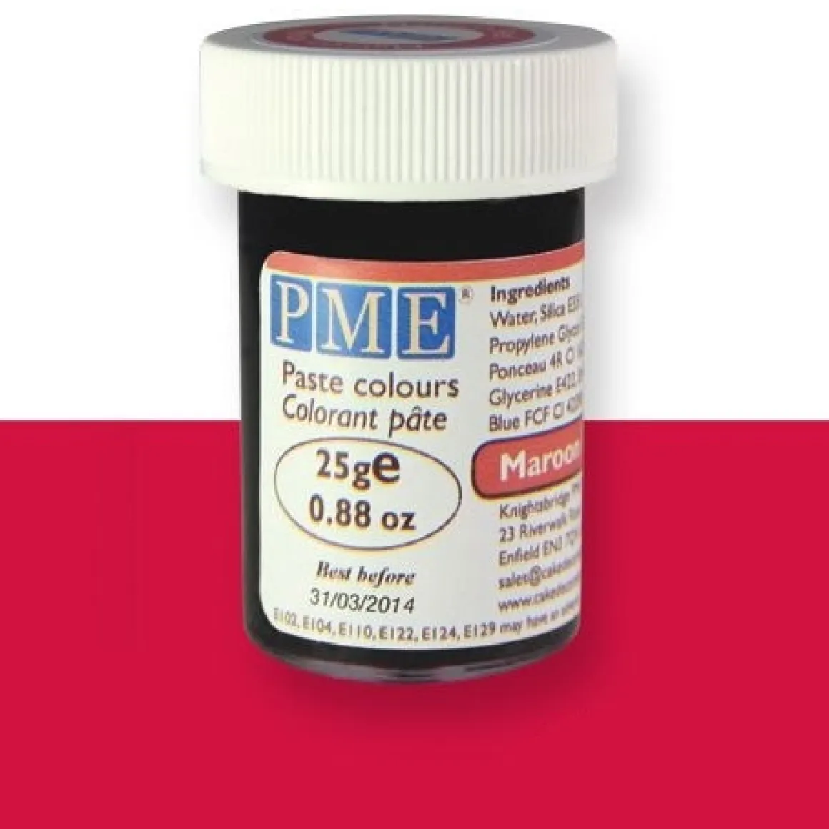Kleurstof gel PME Maroon Red 25 gram