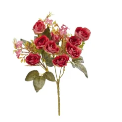 Kunst Rozenstruik 10 Bloemen Rood 30cm