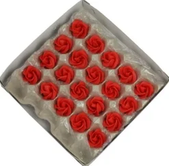 Marsepein rozen 6 blads 40mm 10 stuks, Rood Luxe