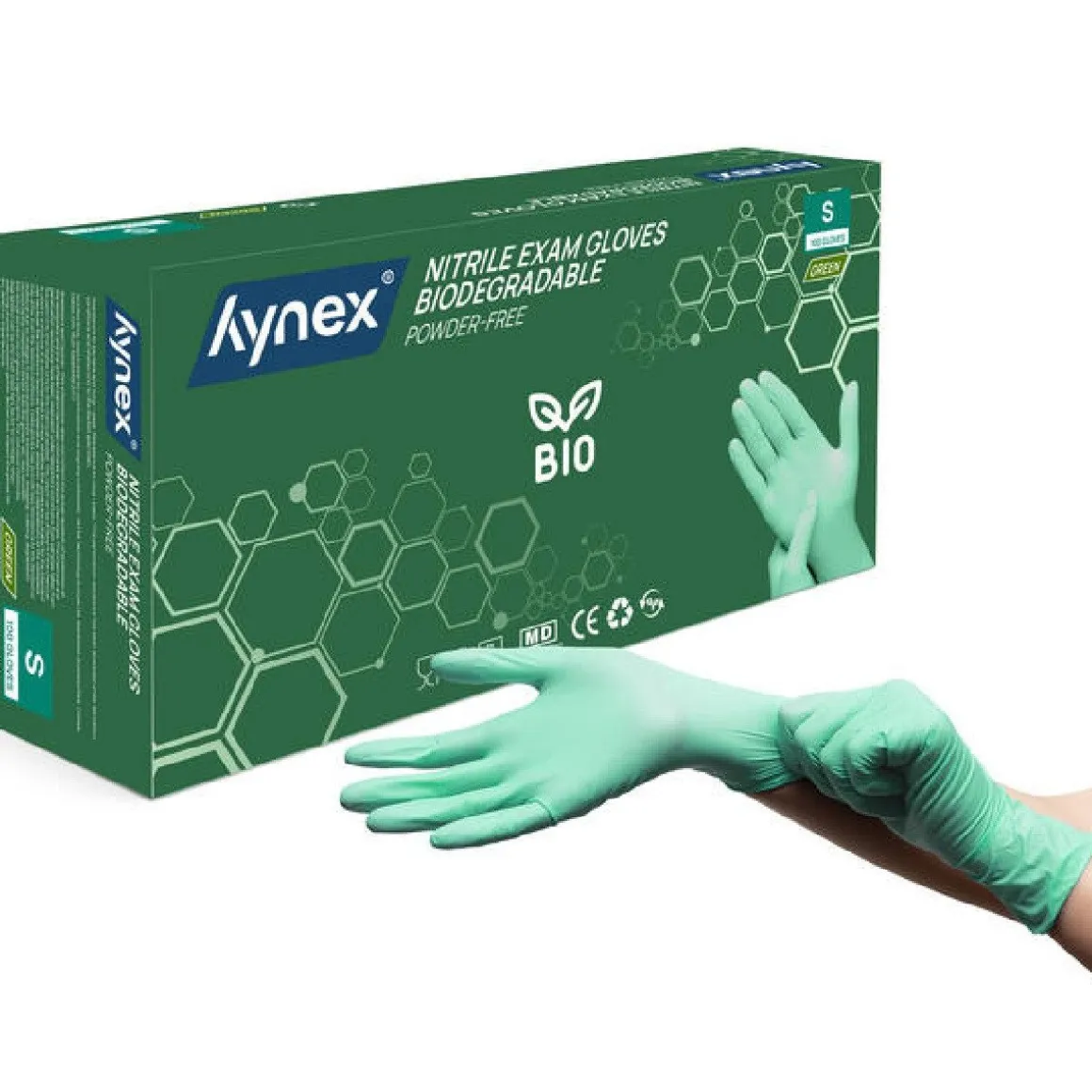 Nitril Handschoenen (Wegwerp) BIO Groen 100st. - Maat S