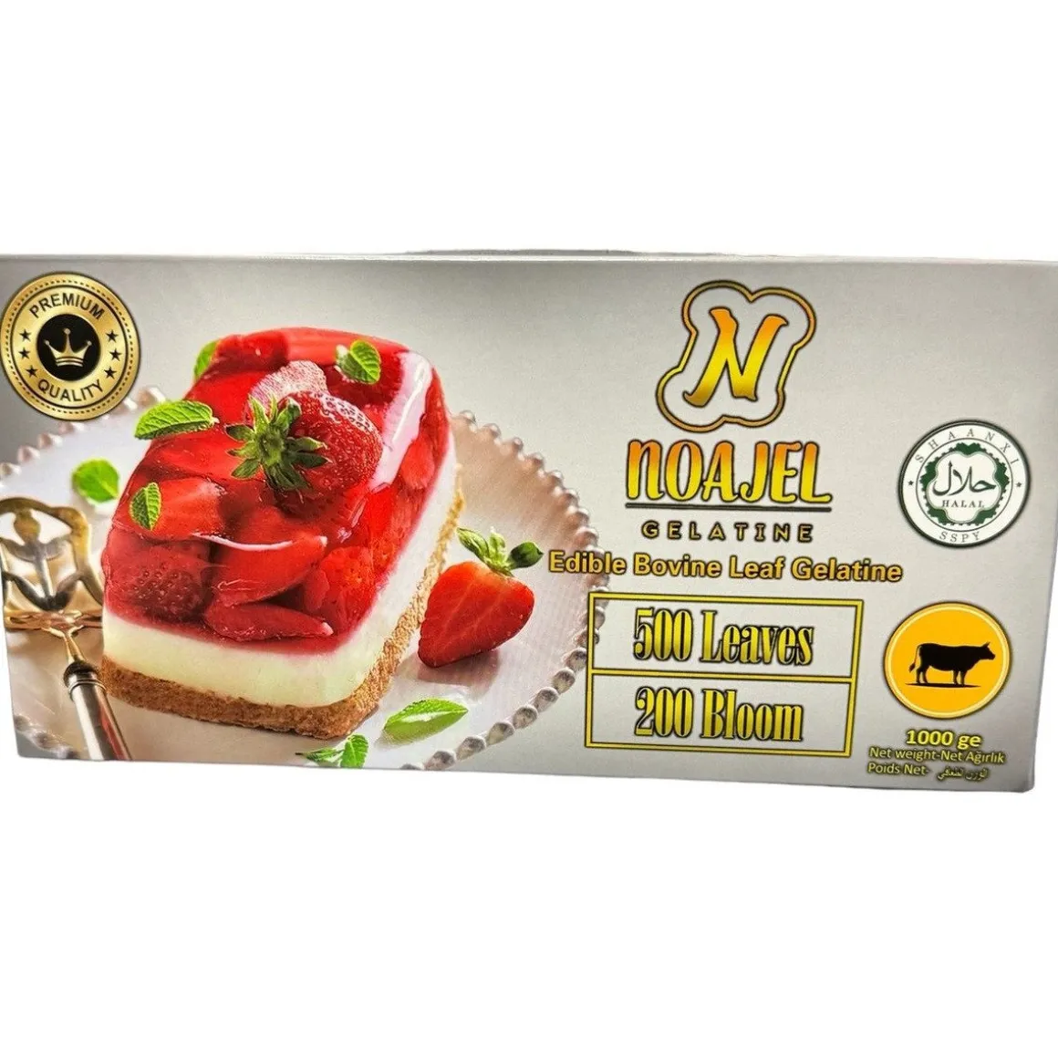 Noajel Halal Runder Bladgelatine Goud 200 Bloom 1kg (500st)