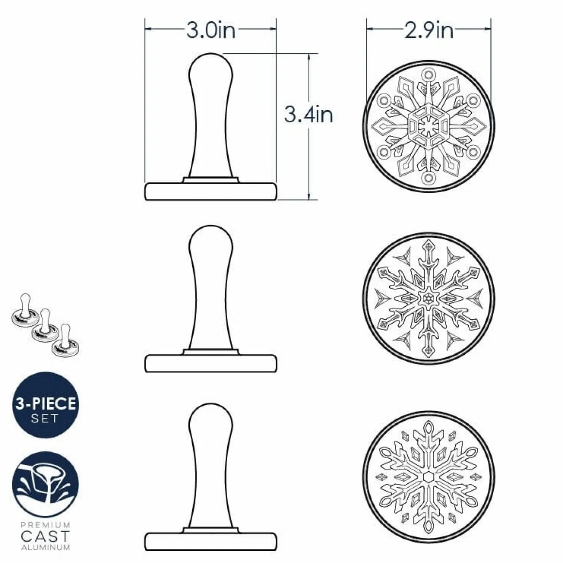 Nordic Ware Koekjesstempel Sneeuwvlokken Set/3