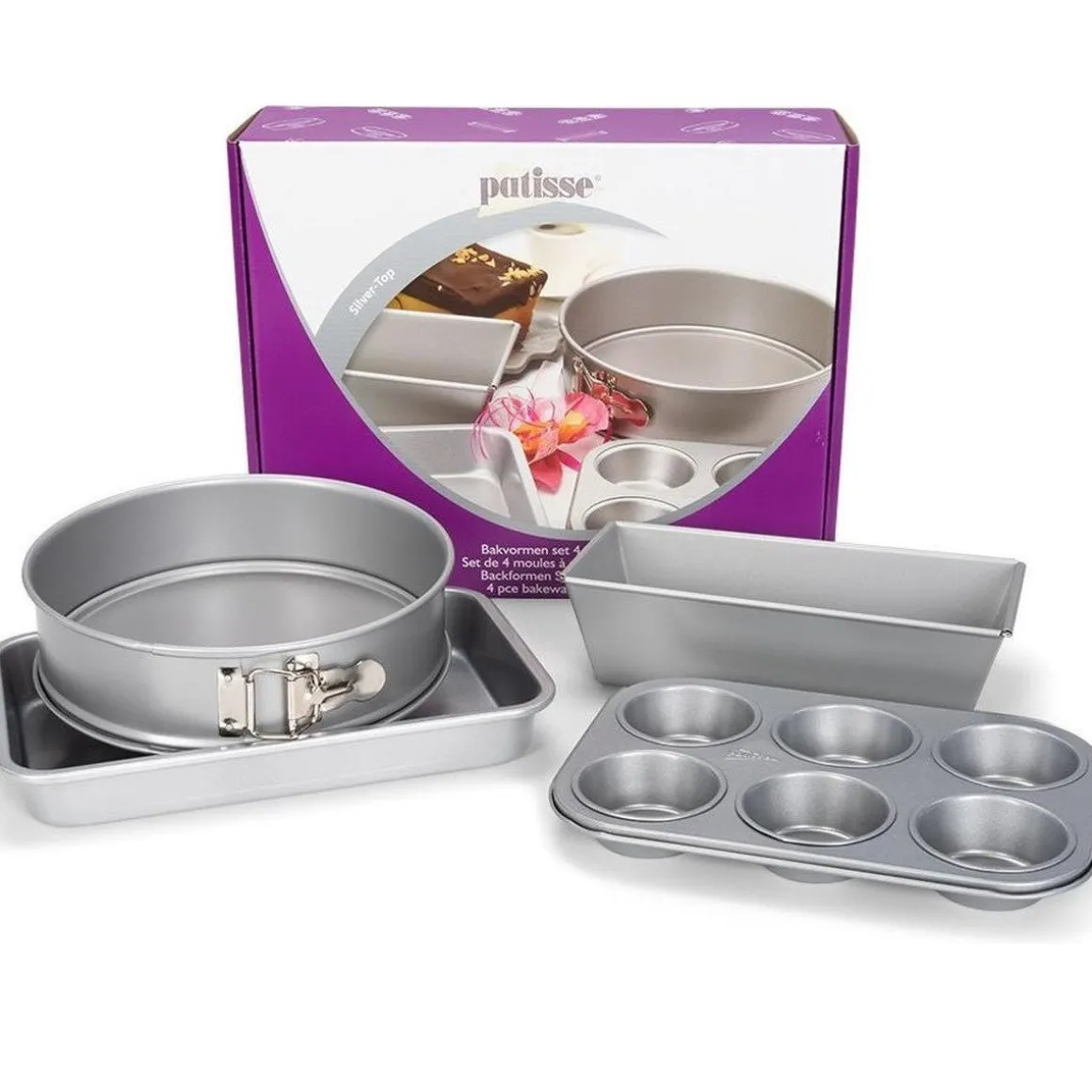 Patisse Bakvormen Silver-Top Set/4**