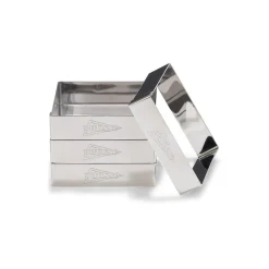 Patisse Flan/Cake ringen Vierkant RVS 8cm set/4