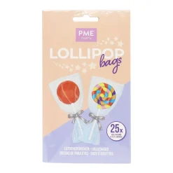 PME Lollipop zakjes met zilveren strikjes 15x9,5cm 25st.