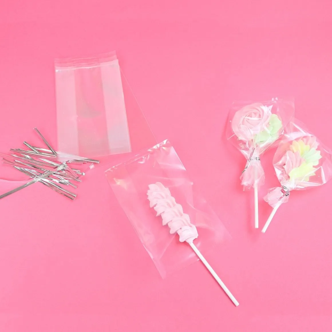 PME Lollipop zakjes met zilveren strikjes 15x9,5cm 25st.