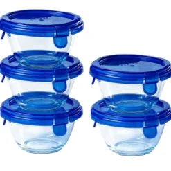 Pyrex Cook & Go Ovenschalen met Deksel Rond 0,2L Set/5