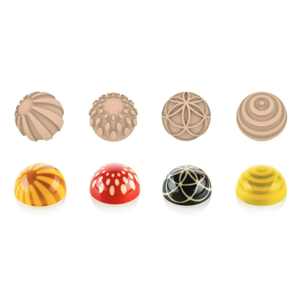 Silikomart Bonbonvorm Rond (24) + Choco Stamps (4) Ø3,1cm