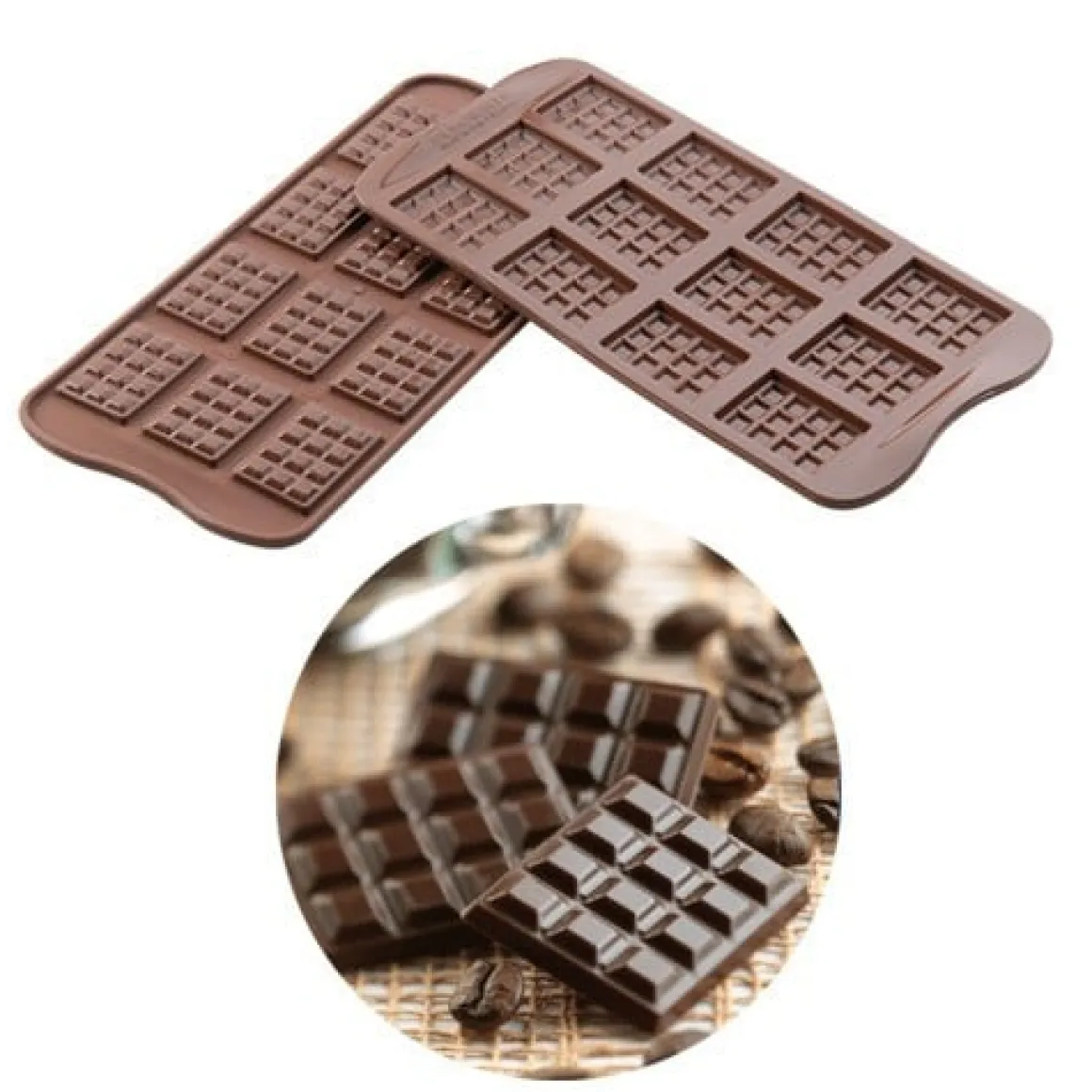 Silikomart Chocolademal Tabletjes (12x) 3,8x2,8 cm