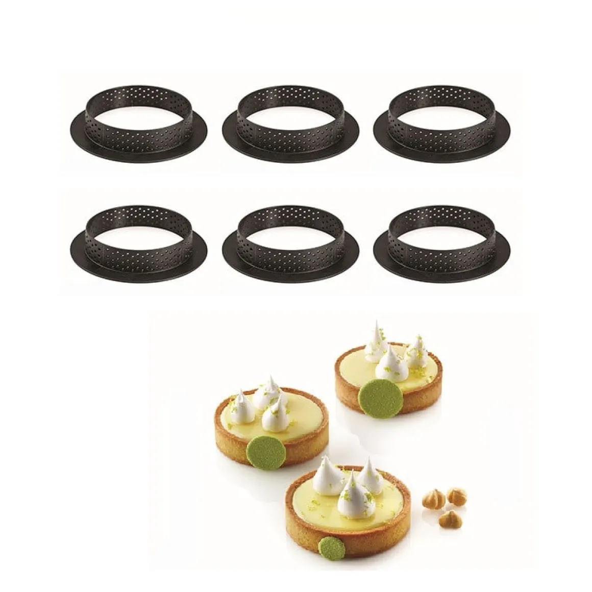 Silikomart Taartring Exoglass Geperforeerd Ø8x2cm set/6