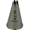 Spuitmondje gekarteld 6 Tands RVS 8mm