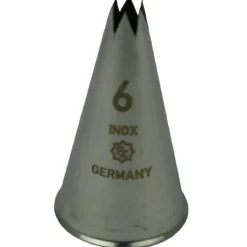 Spuitmondje gekarteld 6 Tands RVS 6mm