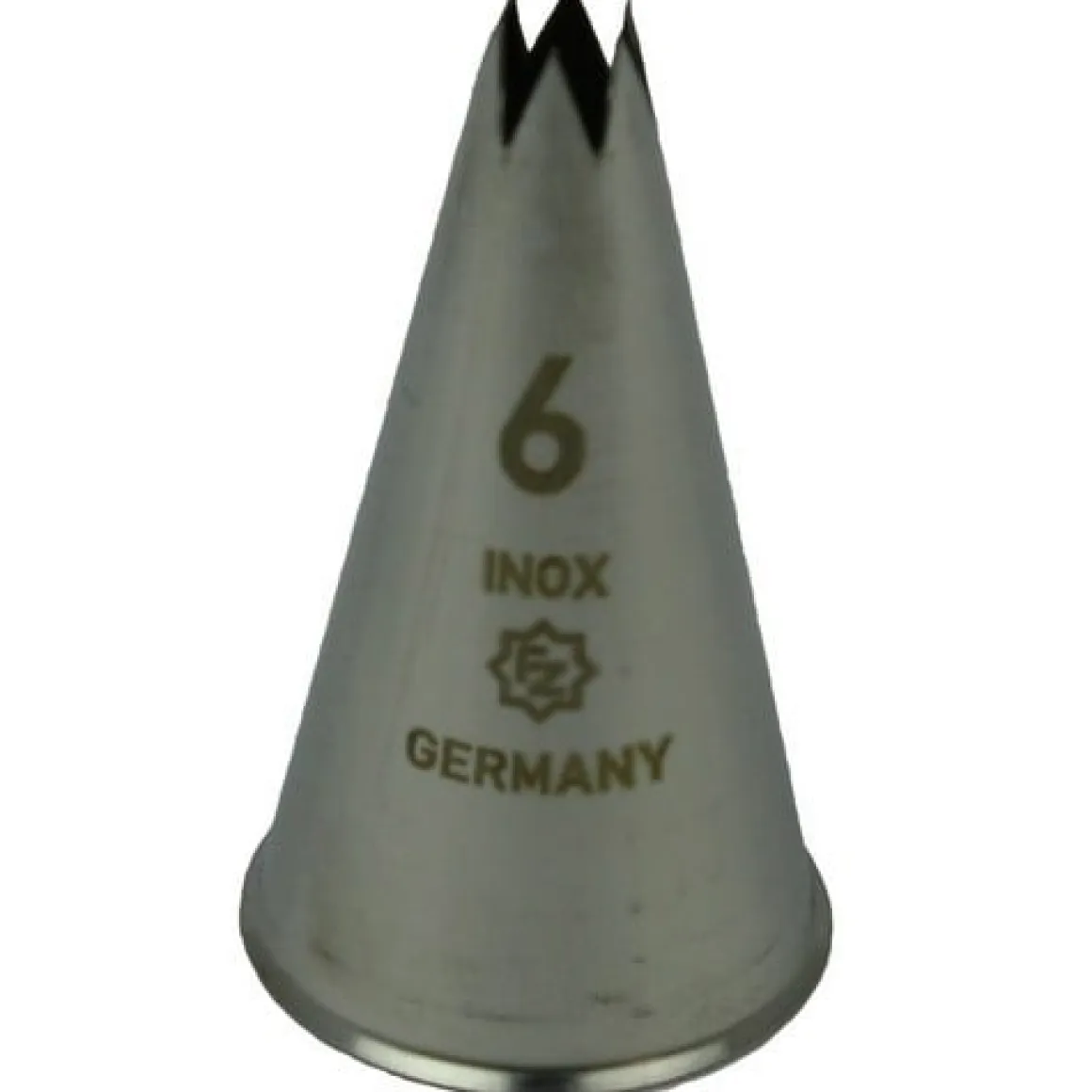 Spuitmondje gekarteld 6 Tands RVS 6mm
