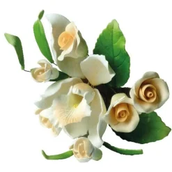 Suikerbloem Boeket Roos Perzik/Wit