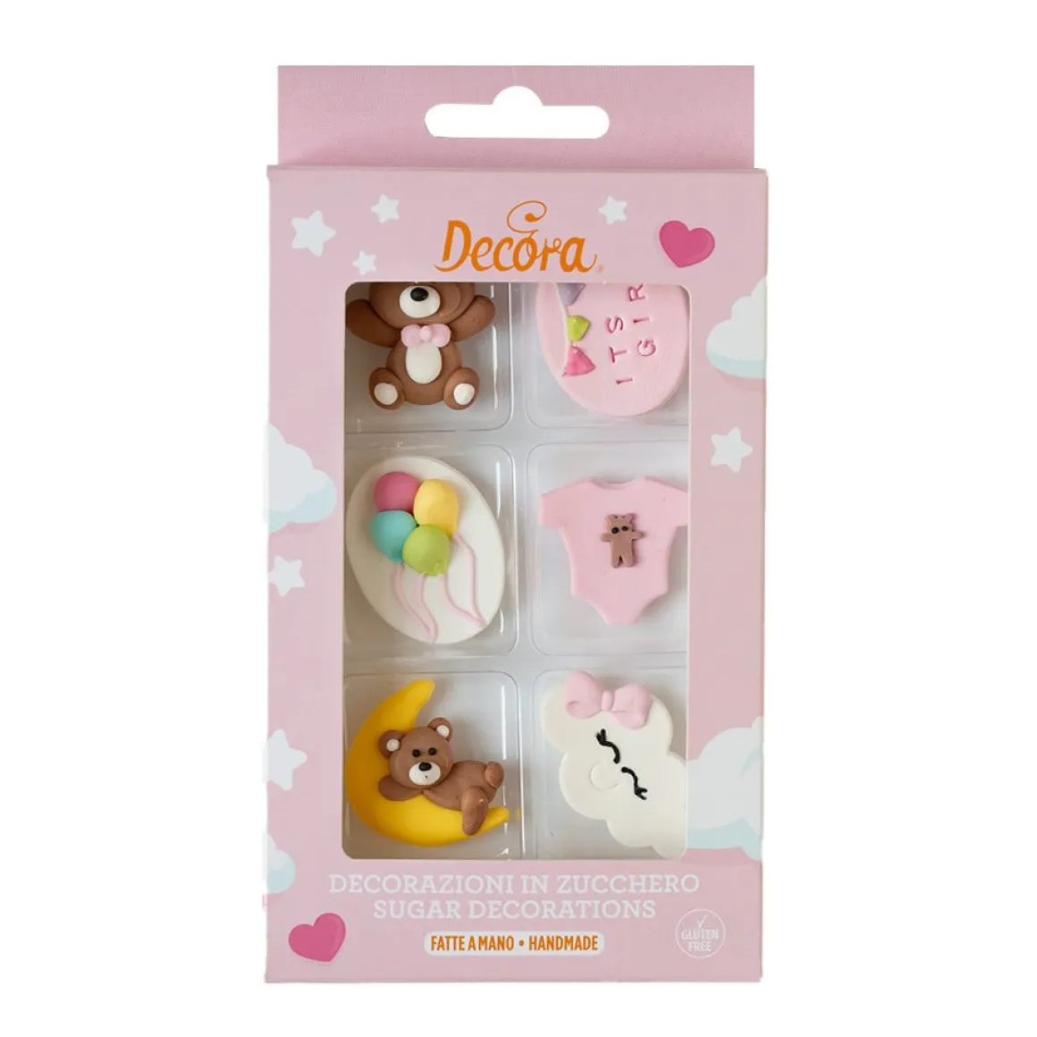 Suikerdecoratie Baby Roze 4cm 6st.
