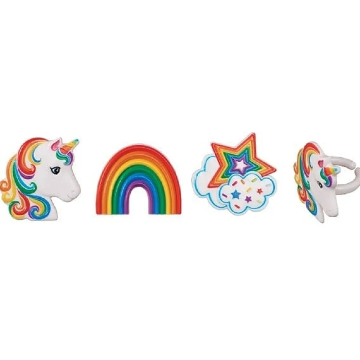 Taartdecoratie Unicorn Ringen 12 stuks