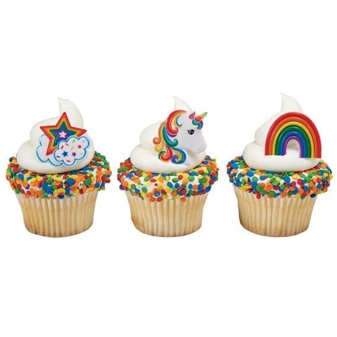 Taartdecoratie Unicorn Ringen 12 stuks