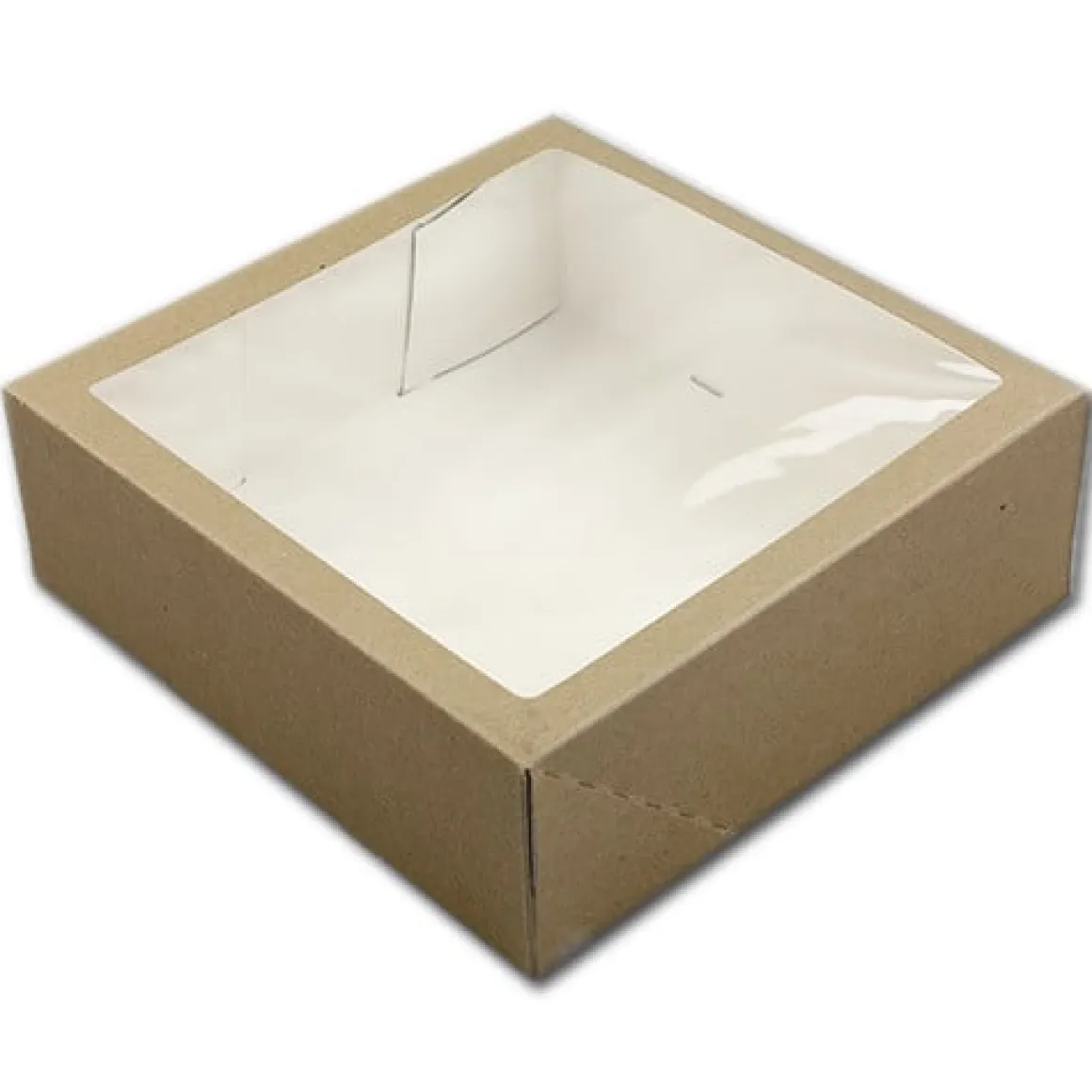 Taartdoos met venster 26x26x9cm. Kraft 3st