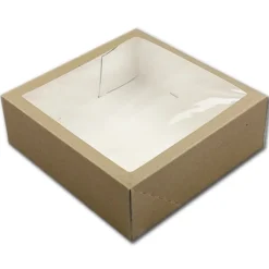 Taartdoos met venster 26x26x9cm. Kraft 50st