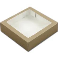 Taartdoos met venster 19x19x5cm. Kraft 50st