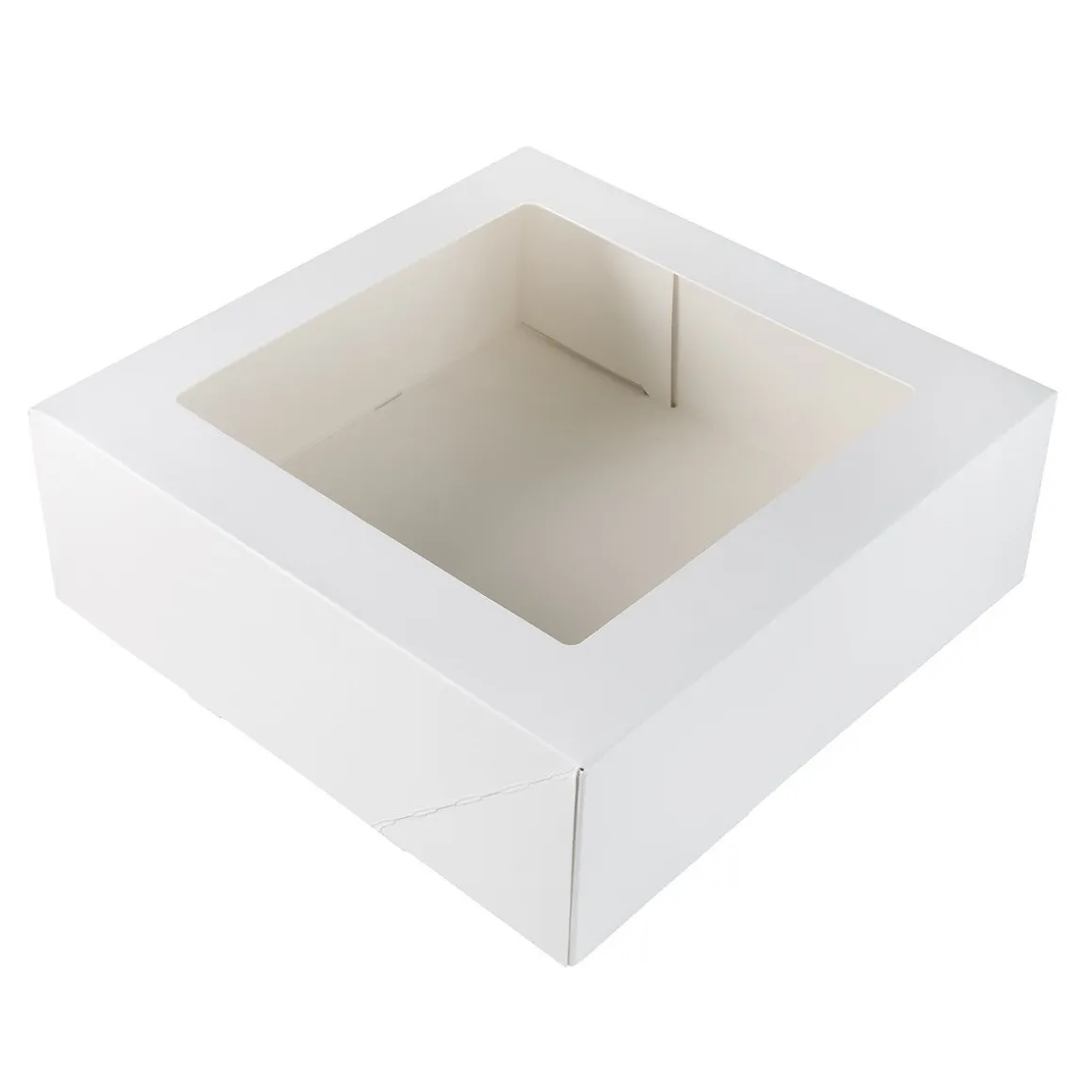 Taartdoos met venster 26x26x9cm. Wit 3st