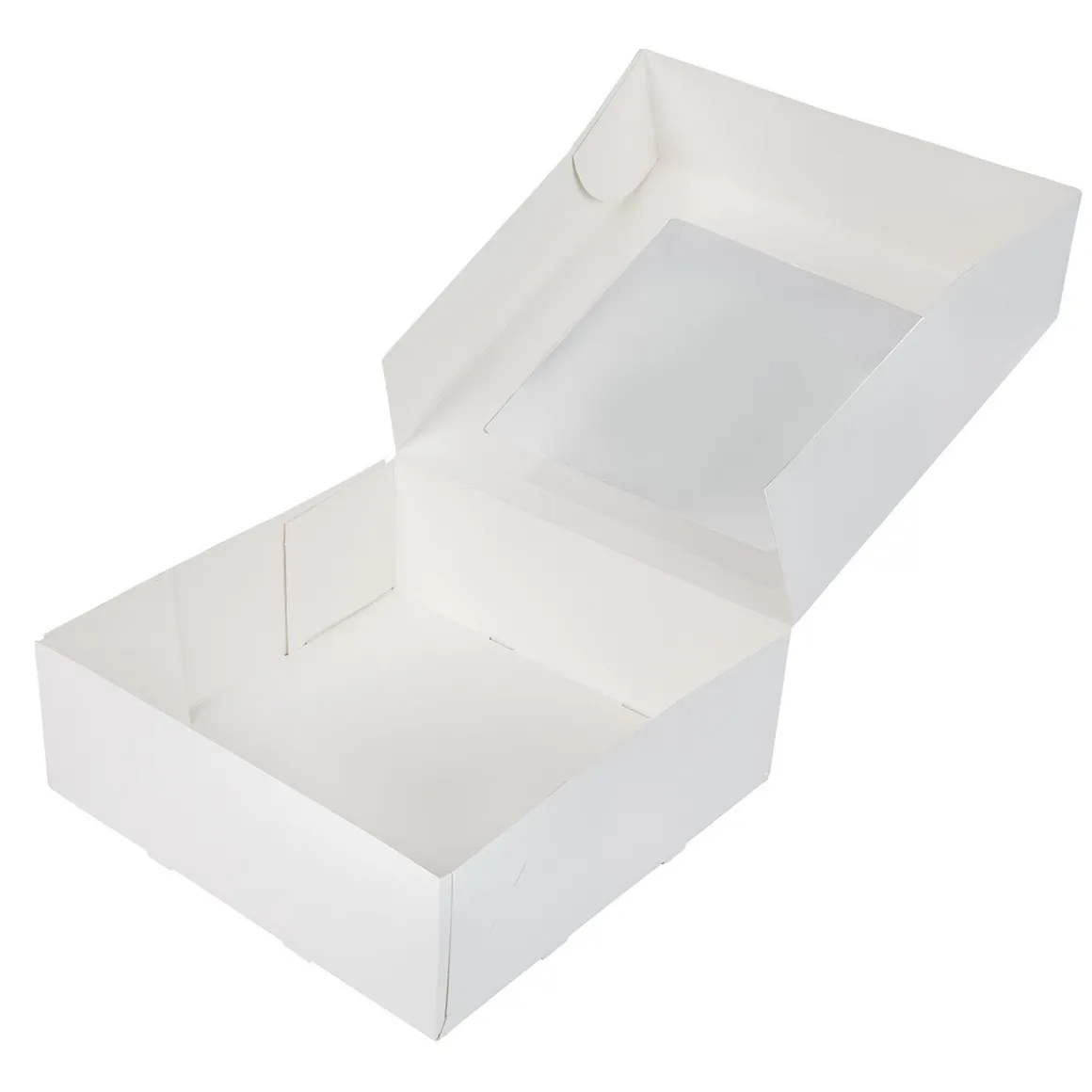 Taartdoos met venster 26x26x9cm. Wit 3st