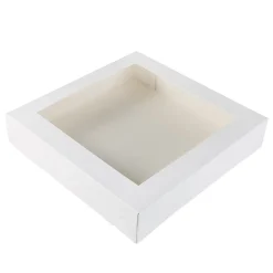 Taartdoos met venster 30x30x6cm. Wit 3st