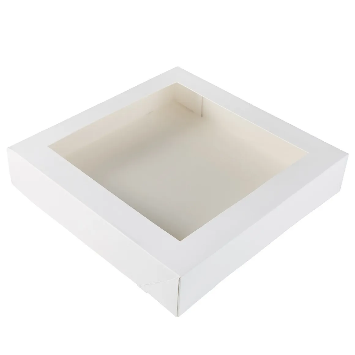 Taartdoos met venster 30x30x6cm. Wit 3st