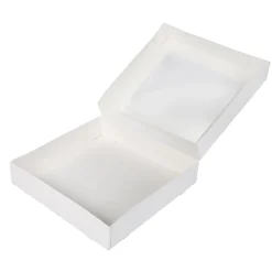 Taartdoos met venster 30x30x6cm. Wit 3st