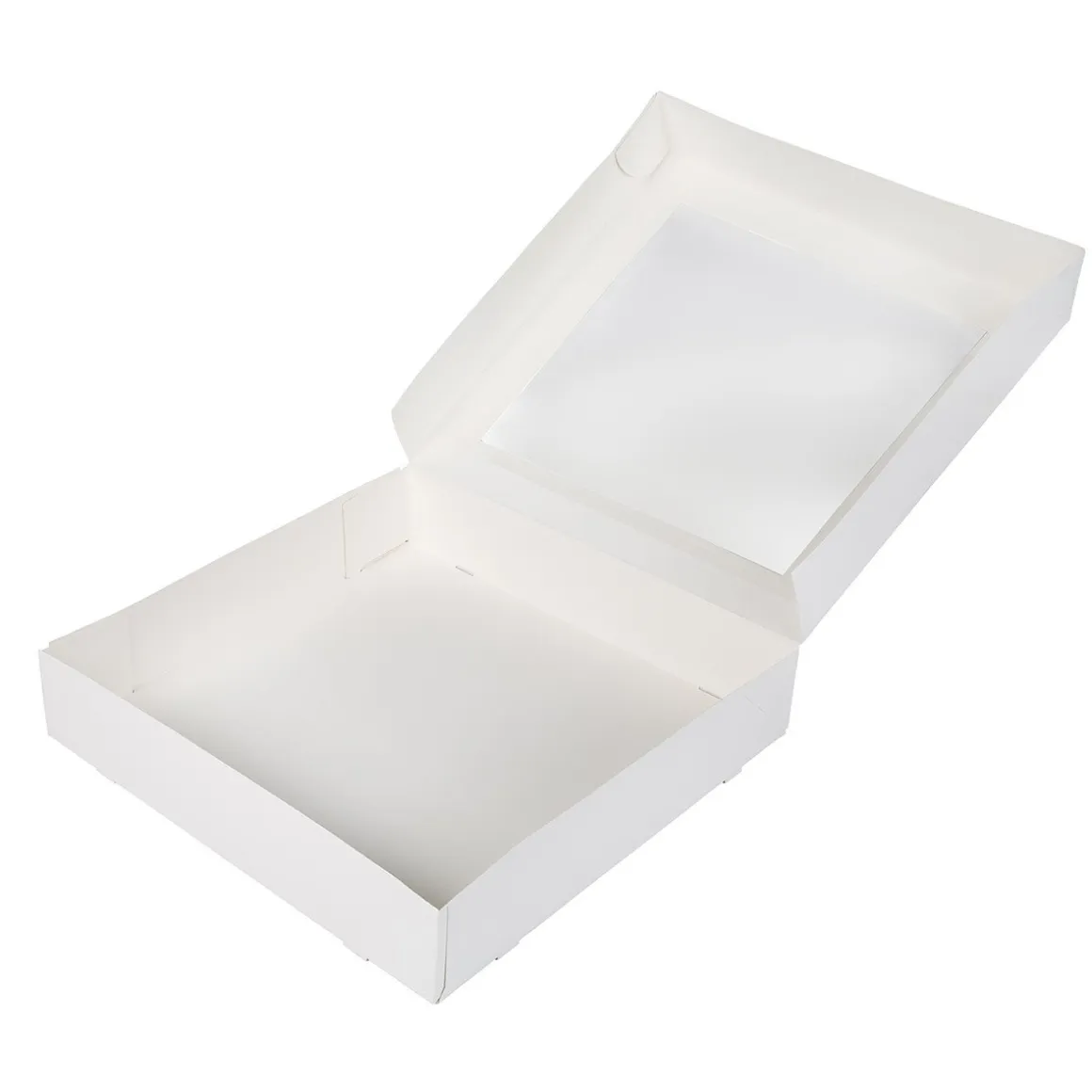Taartdoos met venster 30x30x6cm. Wit 3st