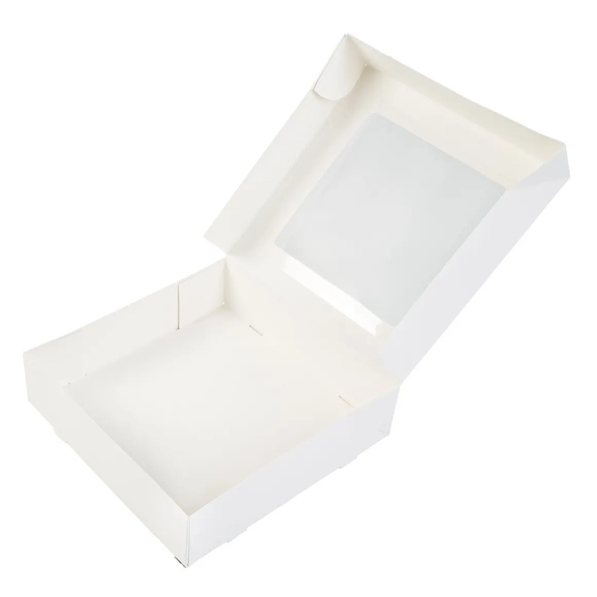 Taartdoos met venster 19x19x5cm. Wit 3st