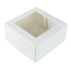 Taartdoos met venster 19x19x9cm. Wit 3st