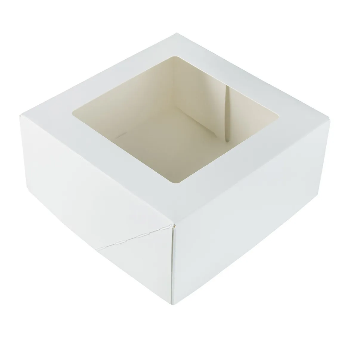 Taartdoos met venster 19x19x9cm. Wit 3st
