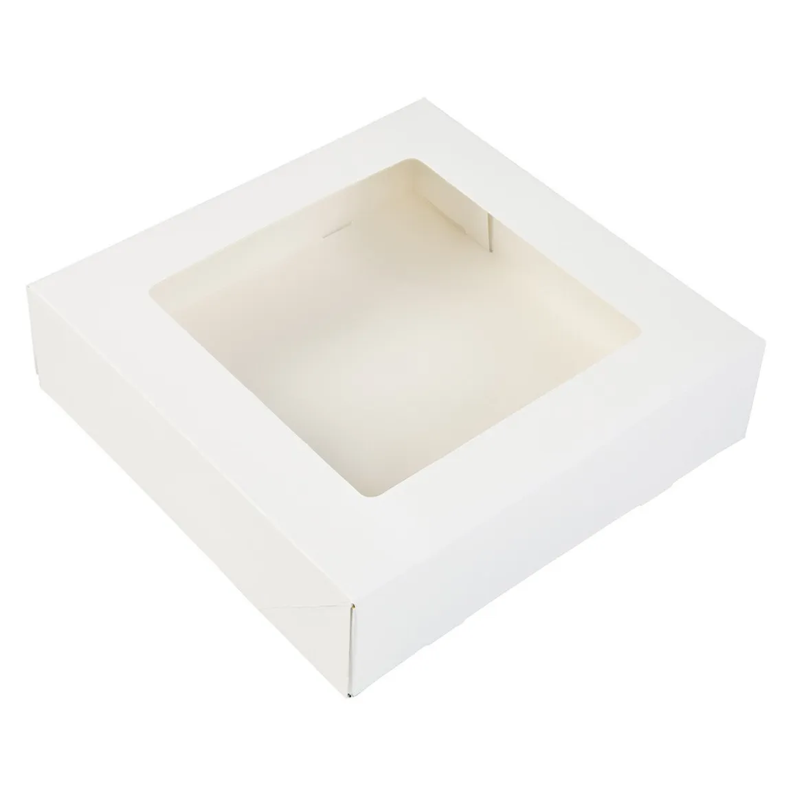 Taartdoos met venster 19x19x5cm. Wit 50st